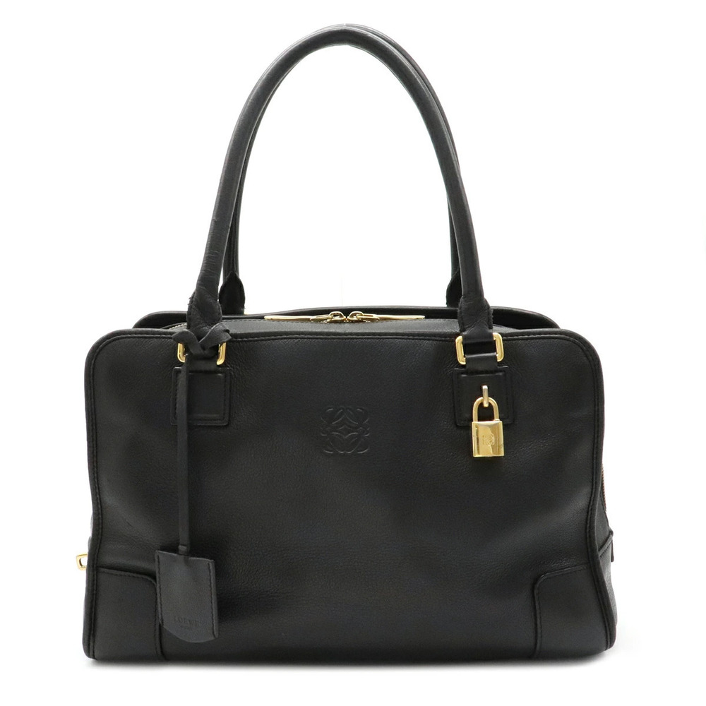 Loewe Amazona Anagram Handbag Boston Shoulder Bag Leather Black